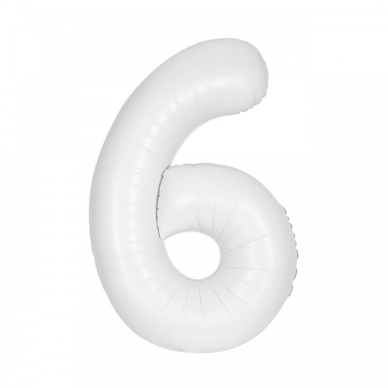 GLOBO GIGANTE NUMERO Nº6 Color Blanco Mate de 86cm