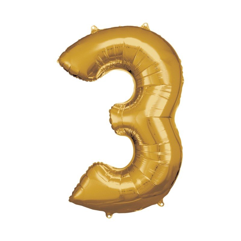 GLOBO GIGANTE NUMERO Nº3 Color Oro (Altura 83/86cm)
