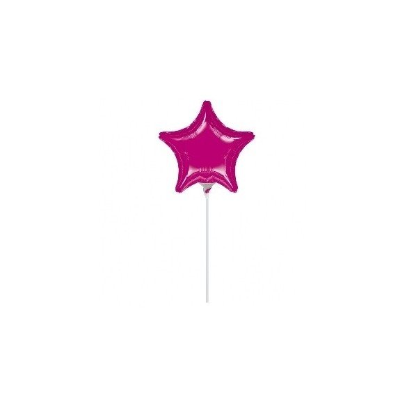 Globo con palo de 10 cm aprox Forma ESTRELLA  FUCSIA