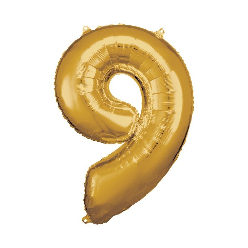 GLOBO GIGANTE NUMERO Nº9 Color Oro (Altura 83/86cm)