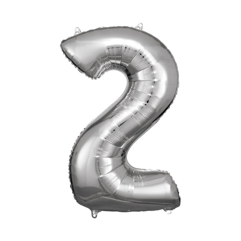 GLOBO GIGANTE NUMERO Nº2 Color Plata (Altura 83/86cm)