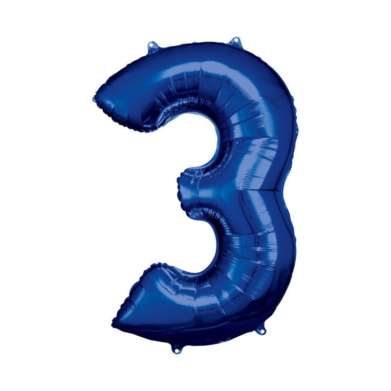GLOBO GIGANTE NUMERO Nº3 Color Azul (Altura 83/86cm)