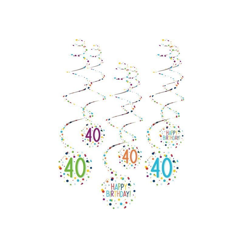Decoracíon Happy Birthday 40 espirales (6)9909832 Amscan