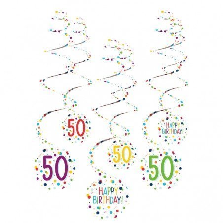 Decoracíon Happy Birthday 50 espirales (6)9909833 Amscan