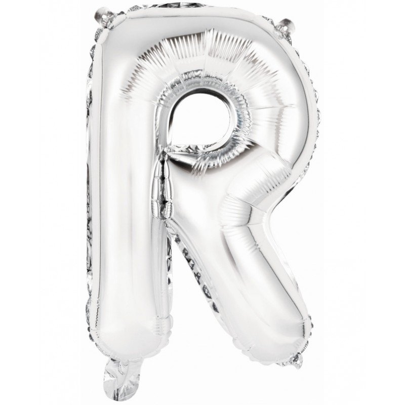 Globo Letra R Auto-Inflable Plata 34cm aprox.9909625 Anagram