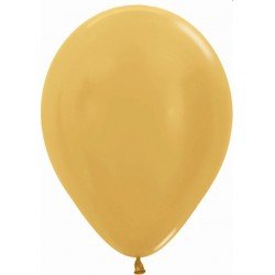 Globos Látex R12 Dorado Metalizado de 30cm aprox (50 ud)