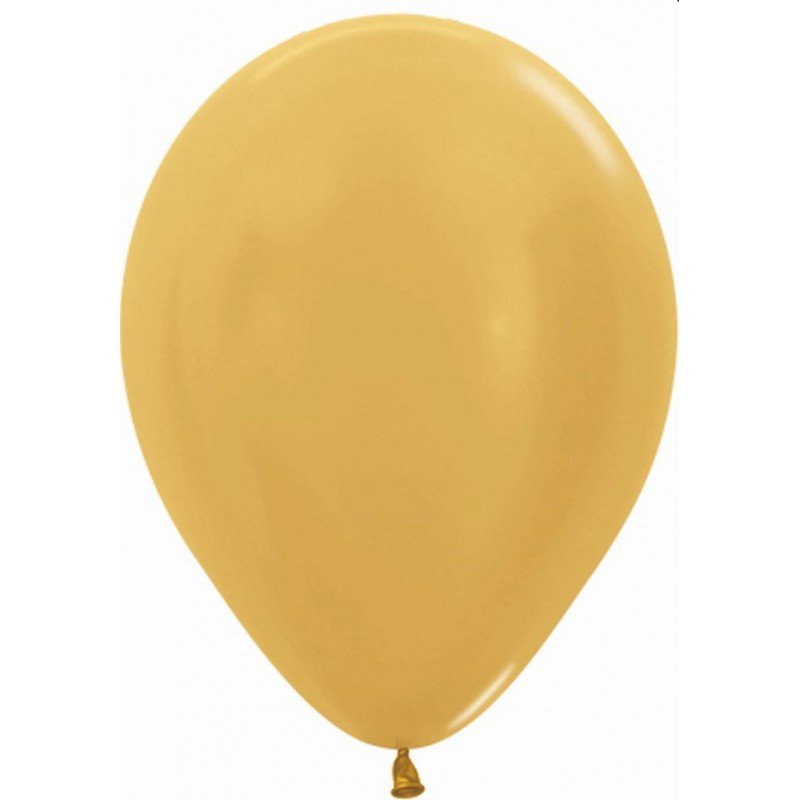 Globos Látex R12 Dorado Metalizado de 30cm aprox (50 ud)