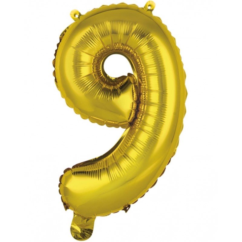 Globo Número 9 Auto-Inflable Oro 35cm aprox.9909687 Anagram