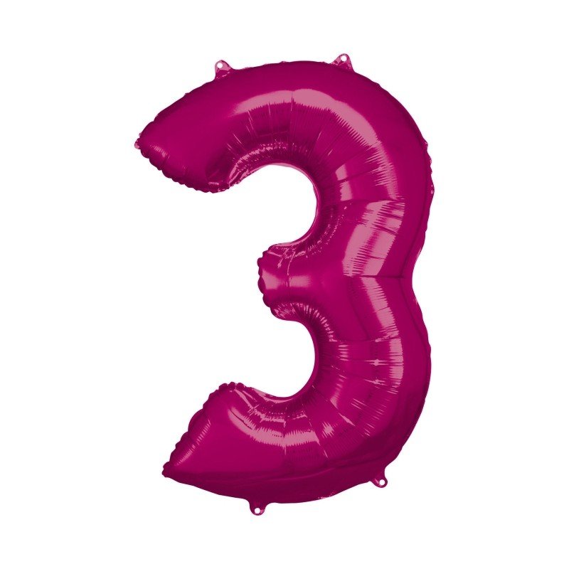 GLOBO GIGANTE NUMERO Nº3 Color Fucsia (Altura 83/86cm)
