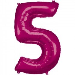 GLOBO GIGANTE NUMERO Nº5 Color Fucsia (Altura 83/86cm)