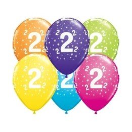 Articulo Globos impresos número 2 de 27cm Colores surtidos (25ud) d...