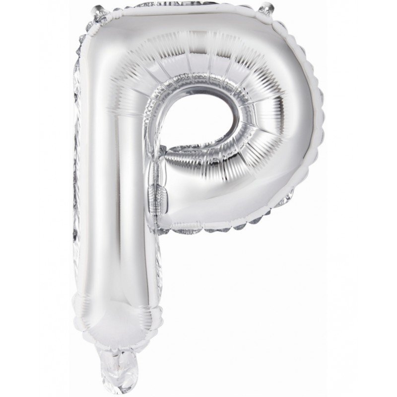 Globo Letra P Auto-Inflable Plata 34cm aprox.