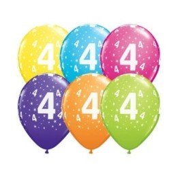 Articulo Globos impresos número 4 de 27cm Colores surtidos (25ud) d...