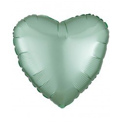 Globo Corazón color satín Verde Menta de 43cm