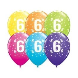 Articulo Globos impresos número 6 de 27cm Colores surtidos (25ud) d...