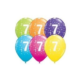 Articulo Globos impresos número 7 de 27cm Colores surtidos (25ud) d...