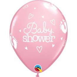 Articulo Globos Rosa pastel Baby shower con Huellas de pies de bebe...