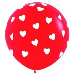 Globos Látex R36 Rojos con Corazones de 90cm aprox (10)