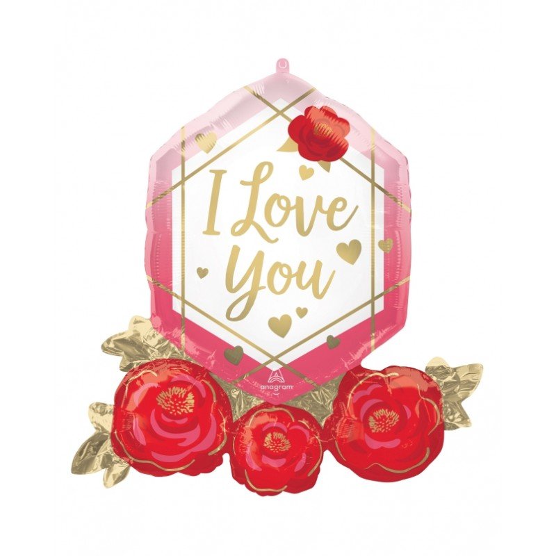 Globo " I LOVE YOU" Rosas de 76cm