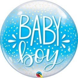 Articulo Globo Burbuja Baby Boy y lunares Blancos de 56 cm aprox de...
