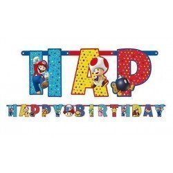 Guirnalda Mario Bros Happy Birthday de 190cm