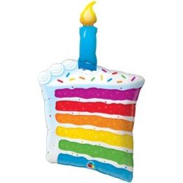 Articulo Globo Forma Tarta y Vela arcoíris de 106 cm aprox. de Qual...