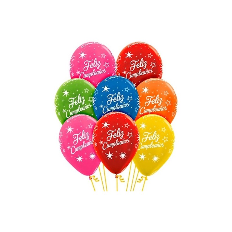 Globos látex Feliz Cumpleaños Metal de 30cm (12)