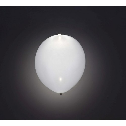 Globos de látex con Luz Led Color Blanco Solido de aprox. 25cm. (5 ud)