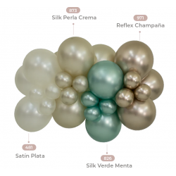 Globos Látex R12 Verde Menta Silk de 30cm aprox (50 ud)