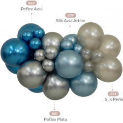 Globos Látex R12 Azúl Artico Silk de 30cm aprox (50 ud)