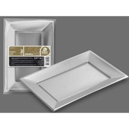 BANDEJA RECTANGULAR PLATA 33 X 23 CM (2 UD.)