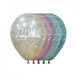 Globos Feliz Cumpleaños colores surtidos Silk (12)