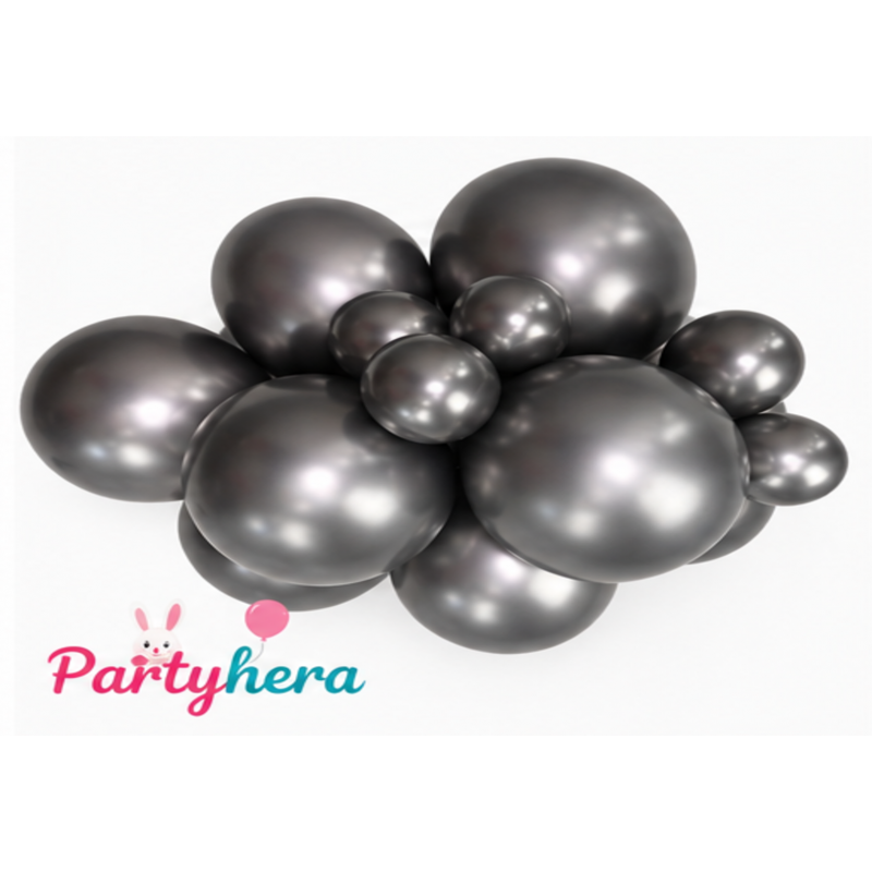 Globos Látex R12 Gris Medianoche Silk de 30cm aprox (50 ud)