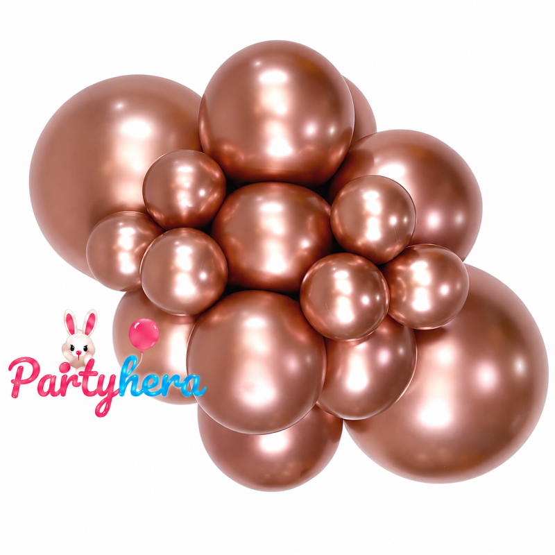 Globos látex Reflex Rosa Dorado de 30cm (50 ud)