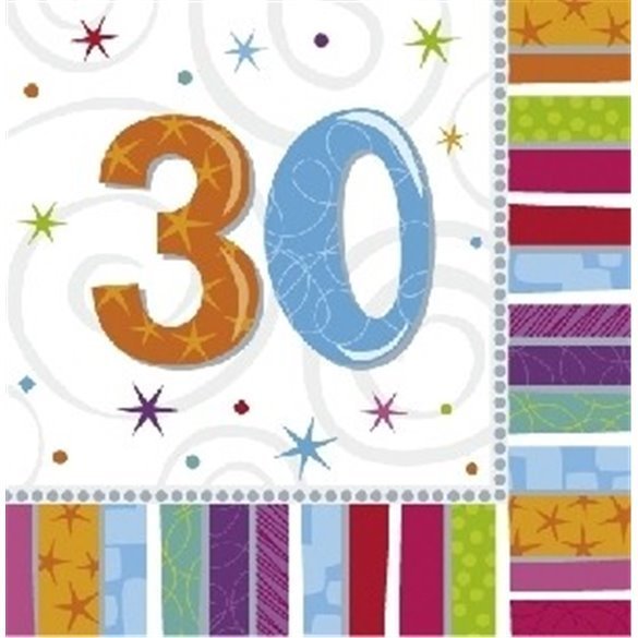 Servilletas (16) 33 cm 30 Cumpleaños Radiante