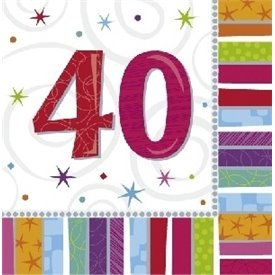 Servilletas (16) 33 cm 40 Cumpleaños Radiante