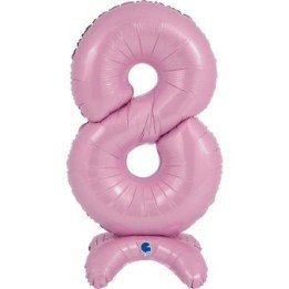 Globo Número 8 Rosa Pastel Standup de 64cm