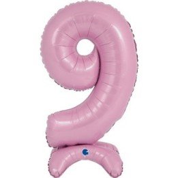 Globo Número 9 Rosa Pastel Standup de 64cm