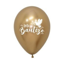 Articulo Globos Mi Bautizo Dorado Reflex de 30cm (12) de Sempertex