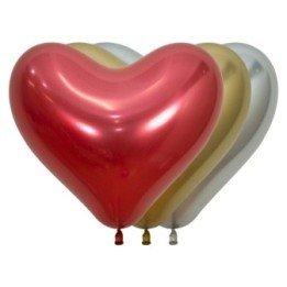 Articulo Globos Corazón Color Rojo, Oro y Plata Reflex de 35cm (12)...