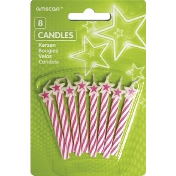 Velas (8) Estrellas Rosa