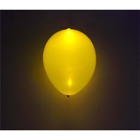 Globos de látex con Luz Led Color Amarillo Solido de aprox. 25cm. (5 ud)