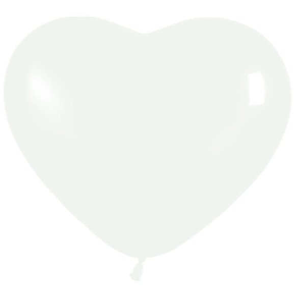 Globos de látex con forma de corazón Color Blanco Solido de aprox. 30cm. (50 ud)