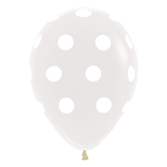 Globos Serigrafiado  Puntos blancos De 30 cm aprox ColorTransparente Efecto Cristal /12 ud/