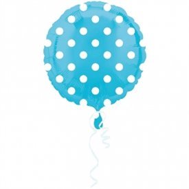 Globo foil Circulo Azul Puntos Blancos 45 cm