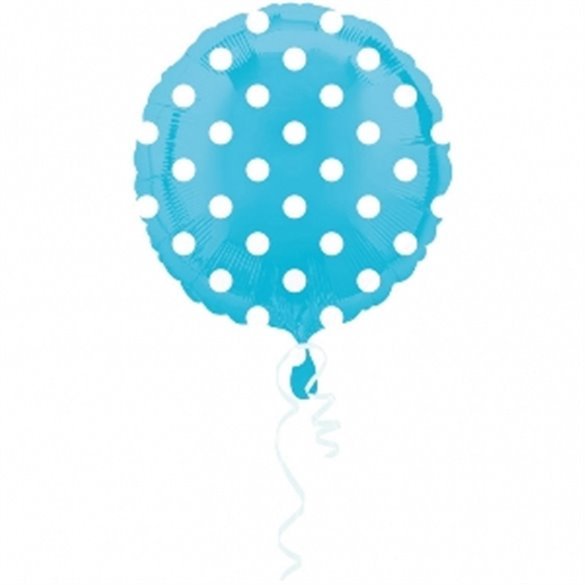Globo foil Circulo Azul Puntos Blancos 45 cm