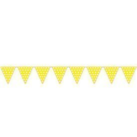 Banderín Triangulo Plástico Color Amarillo Lunar Blanco (5 Mts)