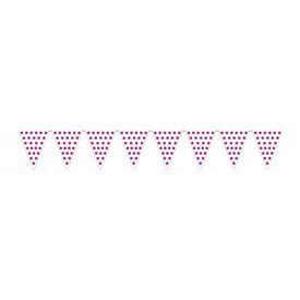 Banderín Triangulo Plástico Color Blanco Lunar Rosa (5 Mts)