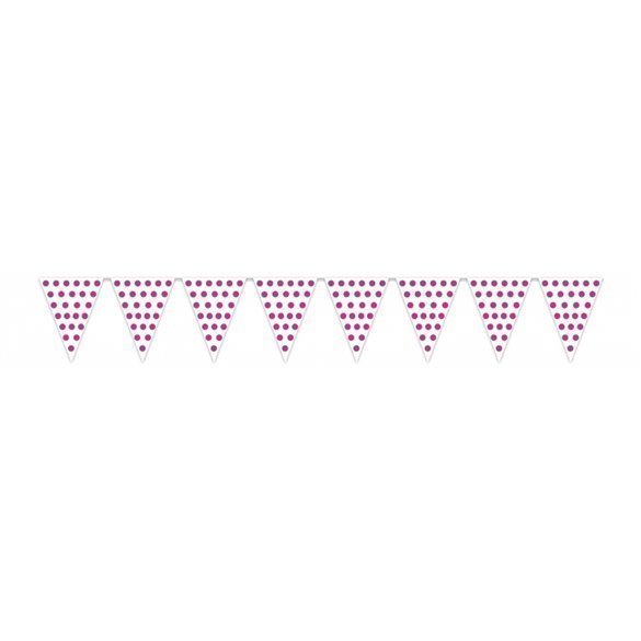 Banderín Triangulo Plástico Color Blanco Lunar Rosa (5 Mts)
