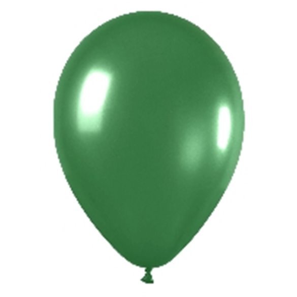 Globos Látex R12 Verde Metalizado de 30cm aprox (50 ud)